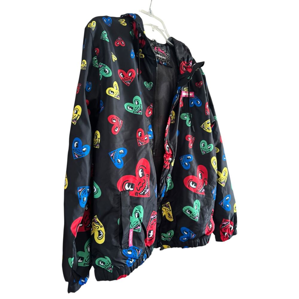 Keith Haring Members Only Jacket Windbreaker Large L Pop Art Hearts Apparel NWT - Picture 3 of 5